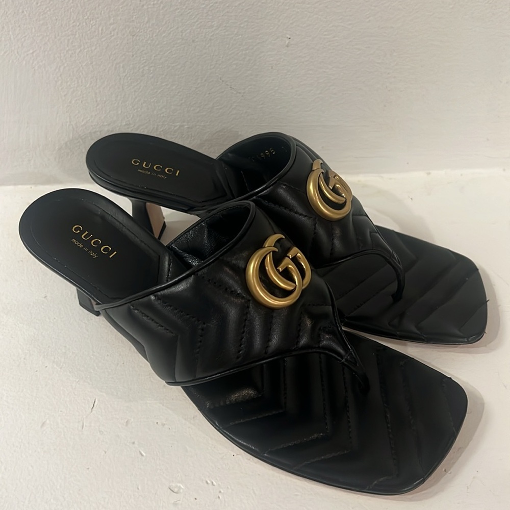 Black quilted thong sandals from Gucci size 40 NEW without the box - Picture 3 of 11